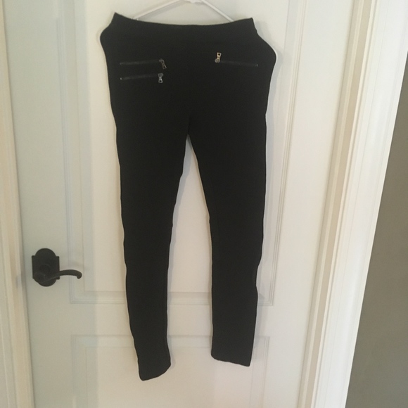 BCBG MAXAZRIA XS Black Leggings with White Stripe - Picture 1 of 4